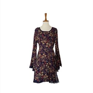 Aryeh Floral‎ Dress Size Large Navy